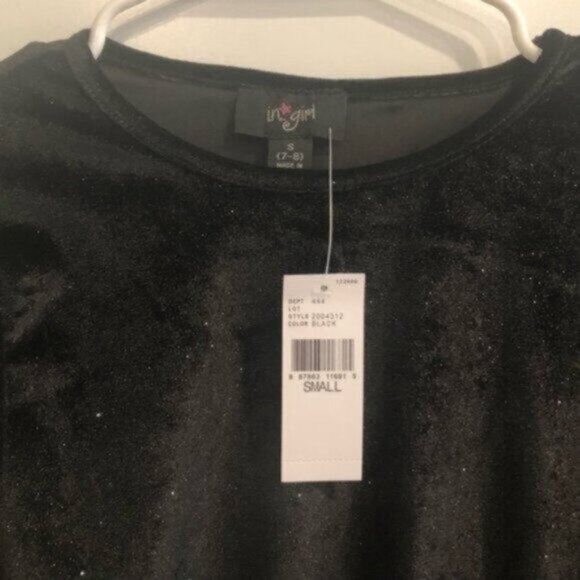NWT  I.N. Girl Girls Black Glitter Blouse Small - Picture 6 of 6